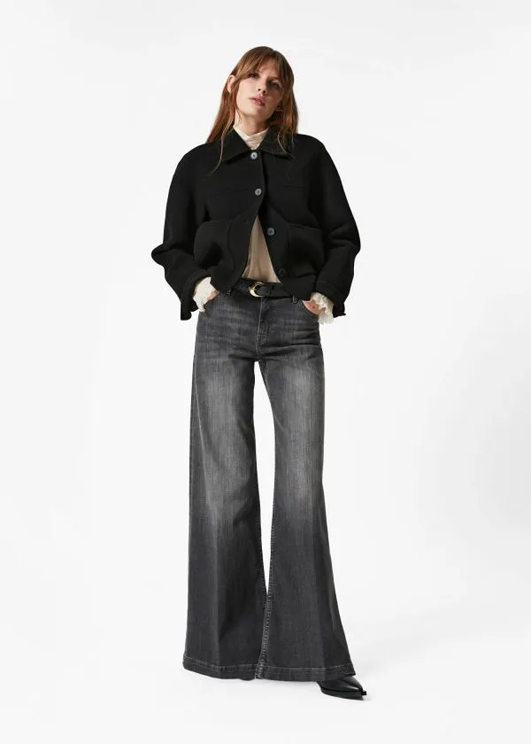 Women Jackets and Coats and Other Stories Collared Wool Jacket Black