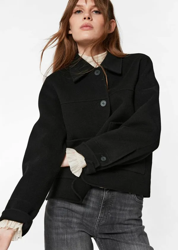 Women Jackets and Coats and Other Stories Collared Wool Jacket Black