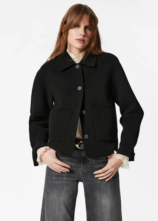 Women Jackets and Coats and Other Stories Collared Wool Jacket Black