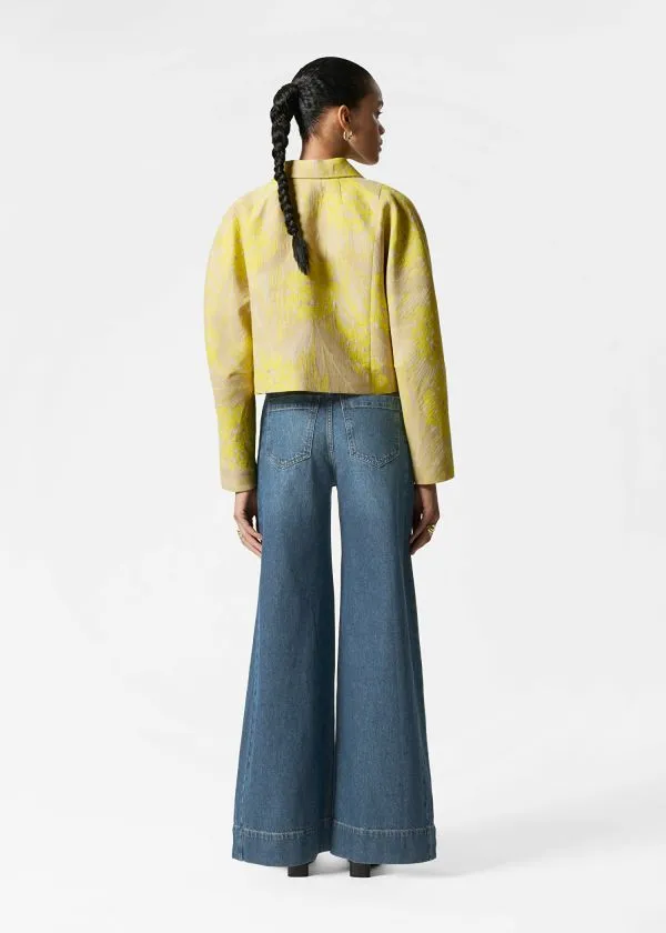 Women Jackets and Coats and Other Stories Cropped Jacquard Jacket Yellow