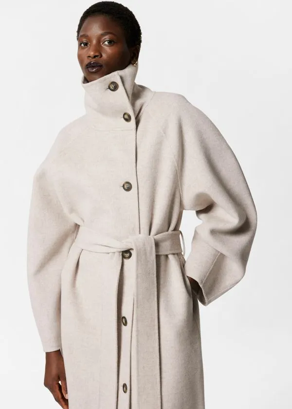Women Jackets and Coats and Other Stories FunnelCollar Wool Coat Beige