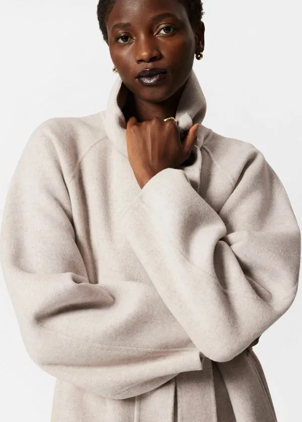 Women Jackets and Coats and Other Stories FunnelCollar Wool Coat Beige