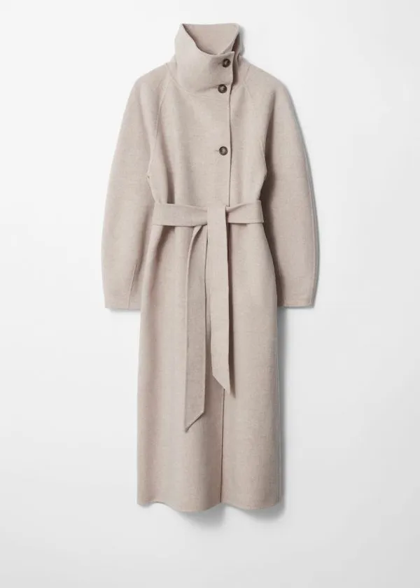 Women Jackets and Coats and Other Stories FunnelCollar Wool Coat Beige