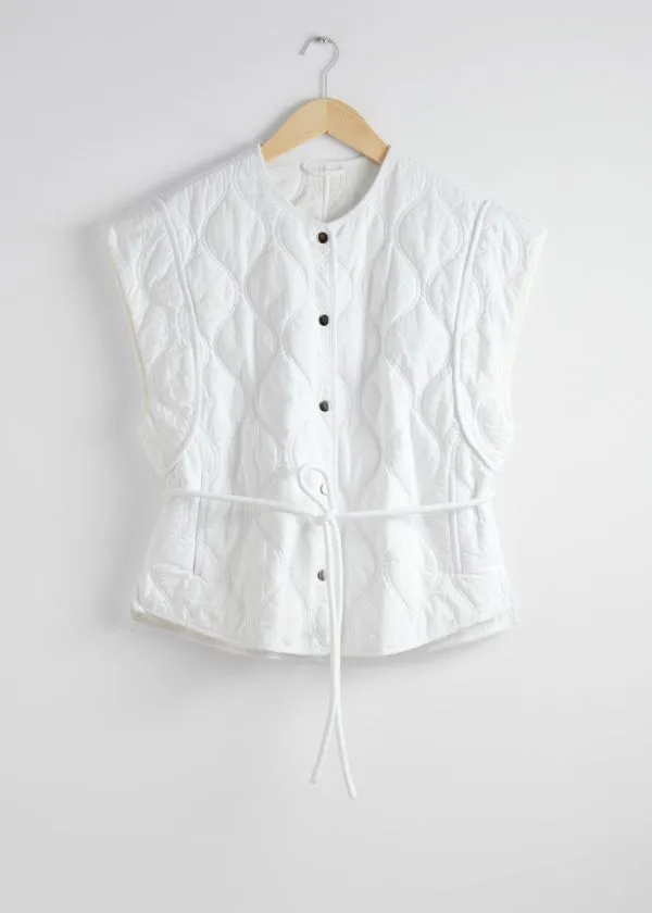 Women Jackets and Coats and Other Stories Quilted Gilet White
