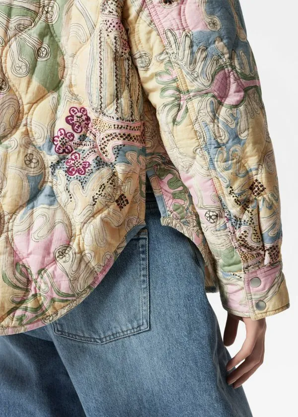 Women Jackets and Coats and Other Stories Quilted StandCollar Jacket Beige Paisley Pattern