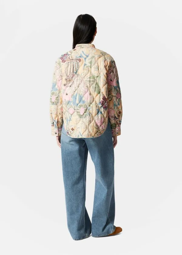 Women Jackets and Coats and Other Stories Quilted StandCollar Jacket Beige Paisley Pattern