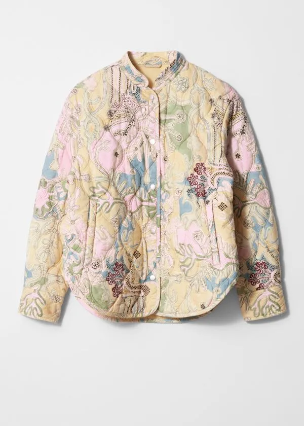 Women Jackets and Coats and Other Stories Quilted StandCollar Jacket Beige Paisley Pattern