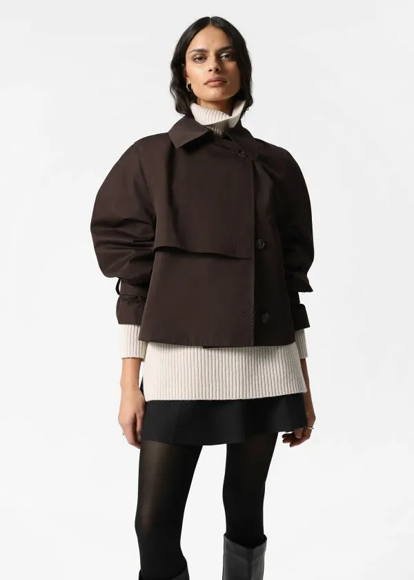 Women Jackets and Coats and Other Stories Short Trench Coat Jacket Dark Brown