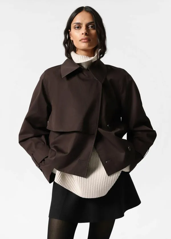 Women Jackets and Coats and Other Stories Short Trench Coat Jacket Dark Brown