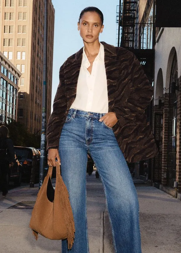 Women Jackets and Coats and Other Stories SingleBreasted Wool Blazer Brown Tiger Stripe