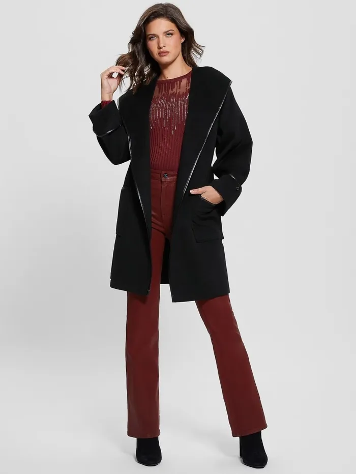 Women Jackets and Coats GUESS Penelope Hooded Coat Black