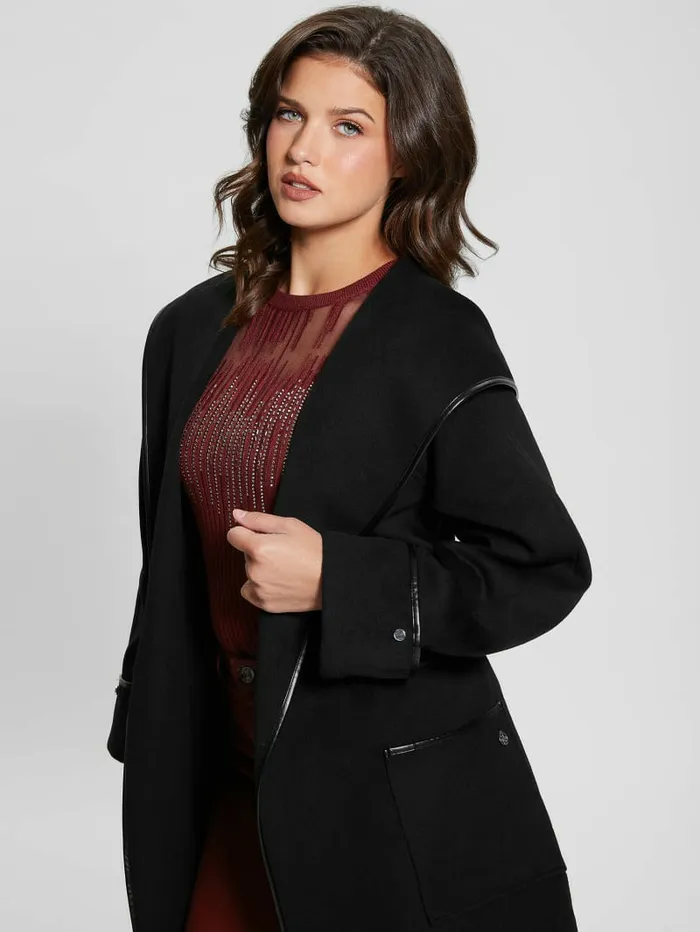 Women Jackets and Coats GUESS Penelope Hooded Coat Black Women Jackets and Coats GUESS Penelope Hooded Coat Black