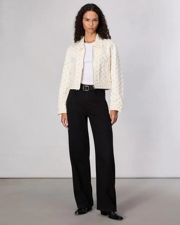 Women Jackets and Coats rag and bone Anya Studded Denim Jacket Ecrupearl