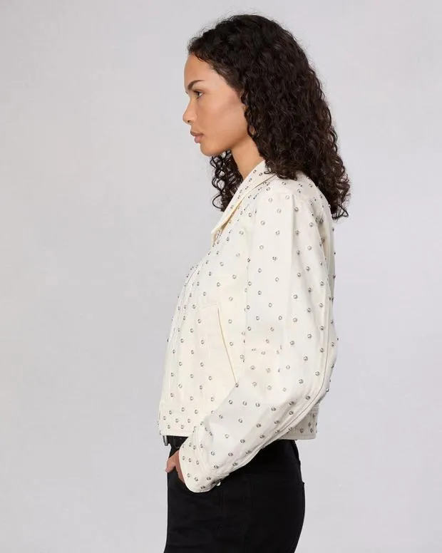 Women Jackets and Coats rag and bone Anya Studded Denim Jacket Ecrupearl