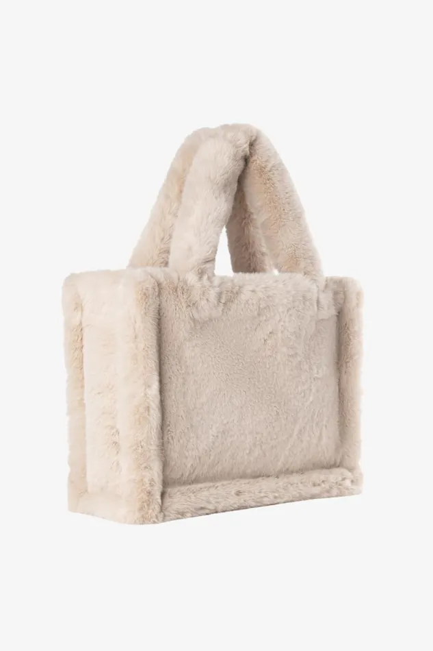Women JADE Faux Fur Tote Bag Oat LAMARQUE Bags Women JADE Faux Fur Tote Bag Oat LAMARQUE Bags