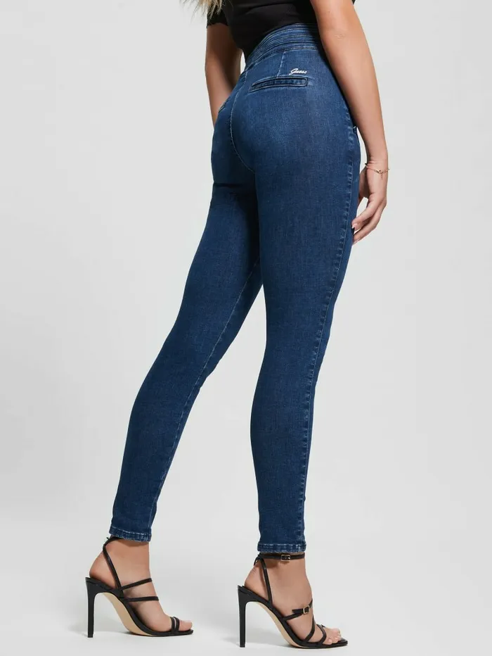 Women Jeans and Denim GUESS Eco Sculy Pleated Waist Skinny Jeans Blue Planet