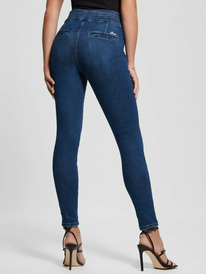 Women Jeans and Denim GUESS Eco Sculy Pleated Waist Skinny Jeans Blue Planet