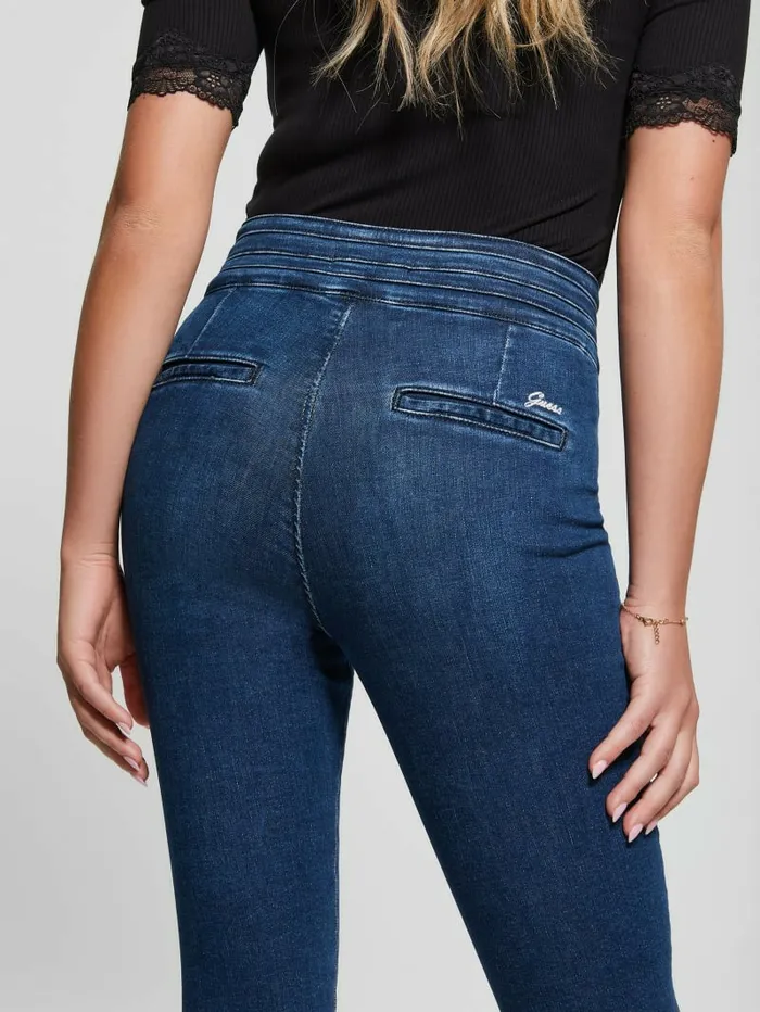 Women Jeans and Denim GUESS Eco Sculy Pleated Waist Skinny Jeans Blue Planet