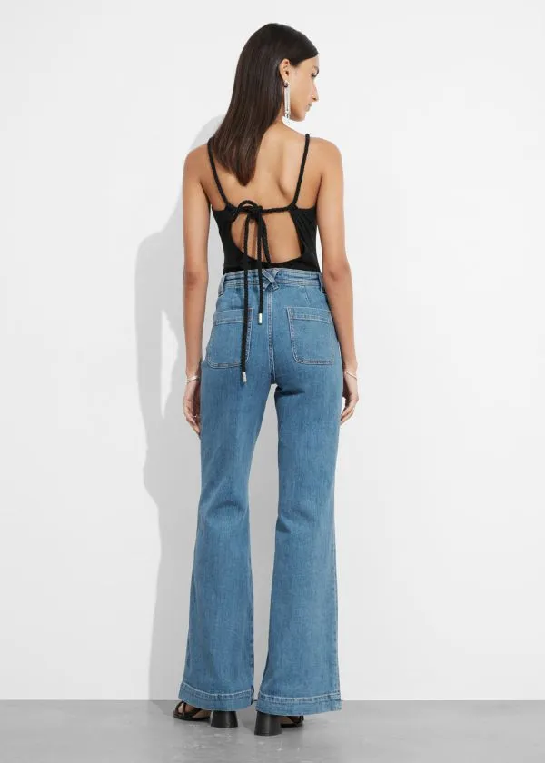 Women Jeans and Other Stories HighWaist Flared Jeans Midblue