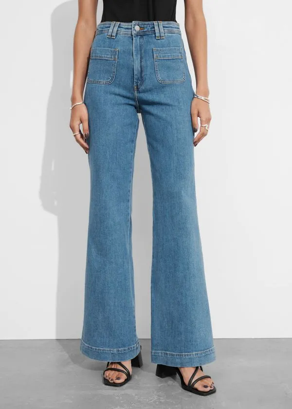 Women Jeans and Other Stories HighWaist Flared Jeans Midblue