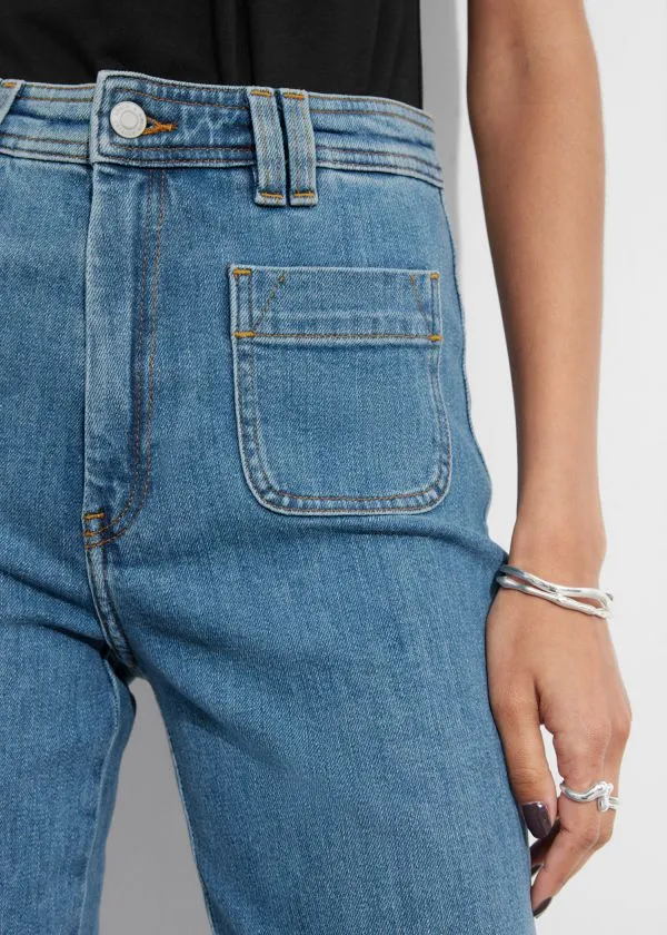Women Jeans and Other Stories HighWaist Flared Jeans Midblue