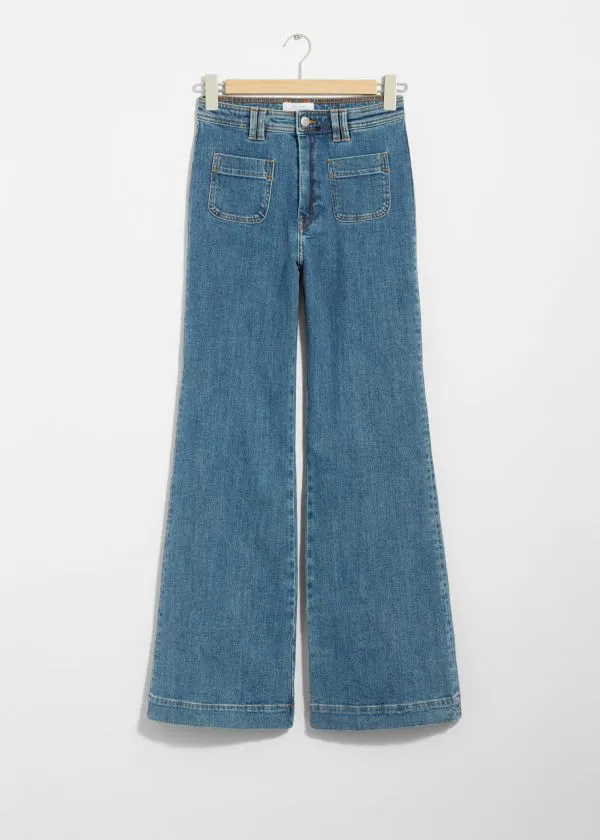 Women Jeans and Other Stories HighWaist Flared Jeans Midblue