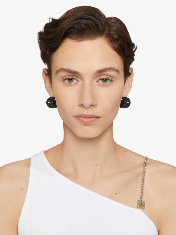 Women Jewelry Givenchy 4G Earrings In Metal With Crystals Black Women Jewelry Givenchy 4G Earrings In Metal With Crystals Black