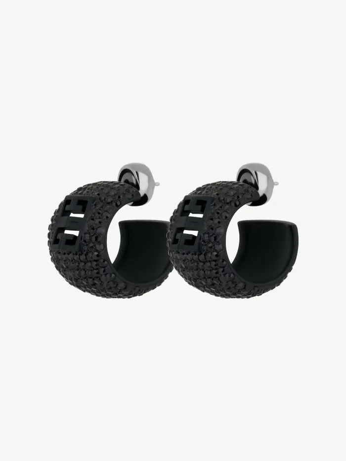 Women Jewelry Givenchy 4G Earrings In Metal With Crystals Black Women Jewelry Givenchy 4G Earrings In Metal With Crystals Black