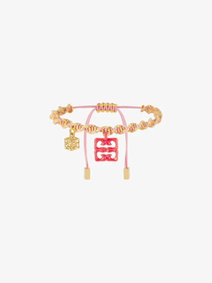 Women Jewelry Givenchy 4G Liquid Bracelet In Woven Cotton Metal And Resin Coral