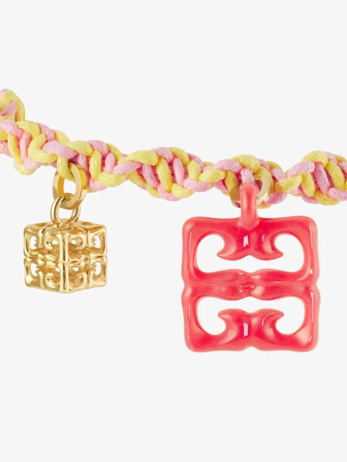 Women Jewelry Givenchy 4G Liquid Bracelet In Woven Cotton Metal And Resin Coral Women Jewelry Givenchy 4G Liquid Bracelet In Woven Cotton Metal And Resin Coral