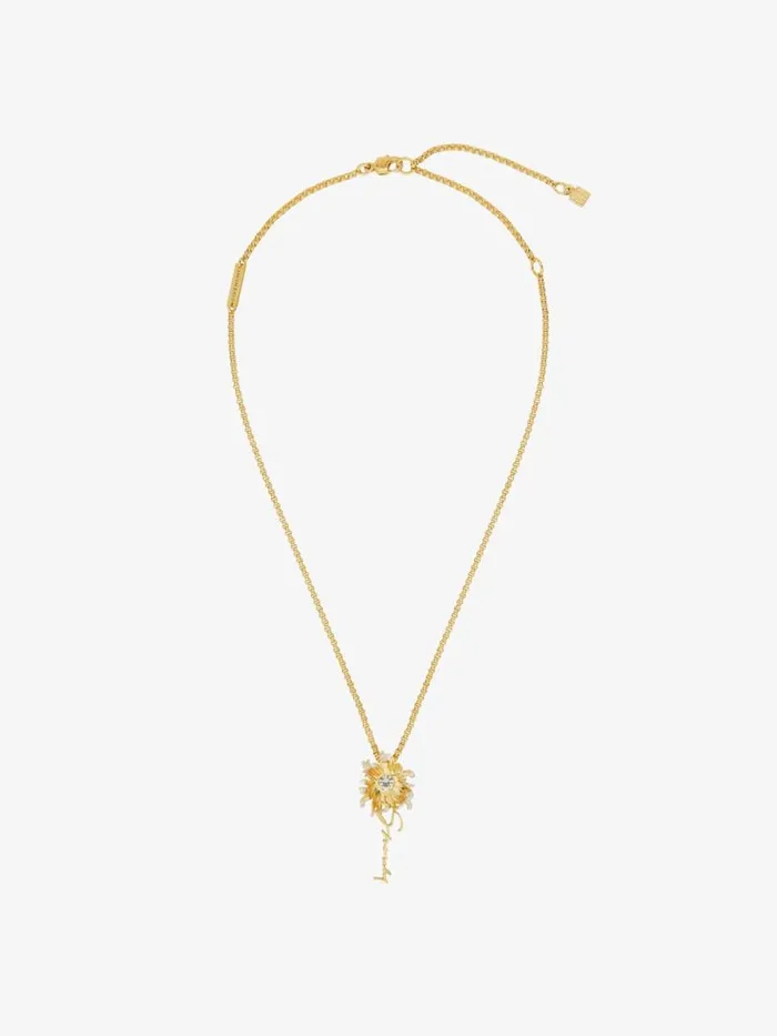 Women Jewelry Givenchy Daisy Necklace In Metal And Enamel With Crystal Goldenwhite