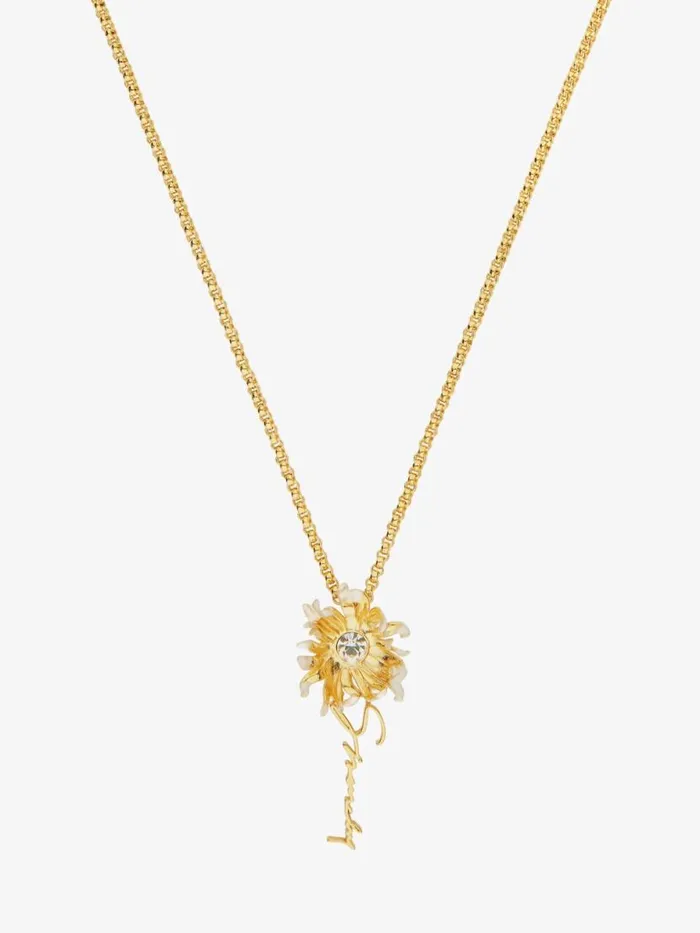 Women Jewelry Givenchy Daisy Necklace In Metal And Enamel With Crystal Goldenwhite Women Jewelry Givenchy Daisy Necklace In Metal And Enamel With Crystal Goldenwhite