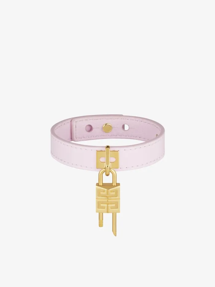 Women Jewelry Givenchy Mini Lock Bracelet In Metal And Leather Blossom Pink