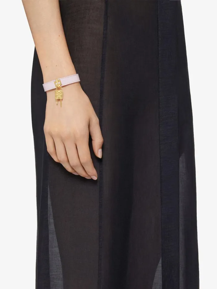 Women Jewelry Givenchy Mini Lock Bracelet In Metal And Leather Blossom Pink Women Jewelry Givenchy Mini Lock Bracelet In Metal And Leather Blossom Pink