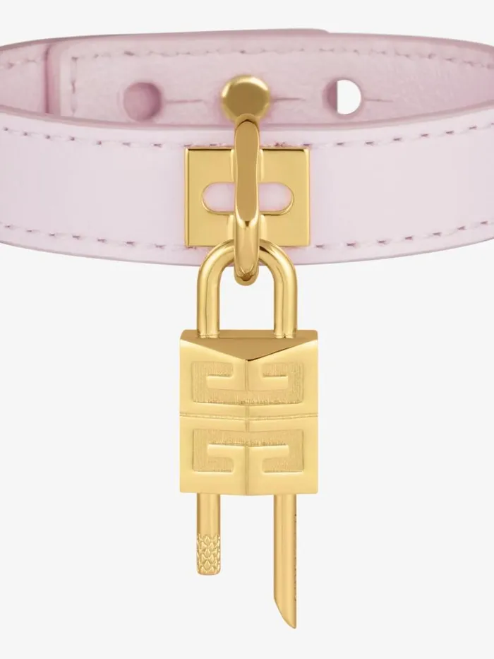 Women Jewelry Givenchy Mini Lock Bracelet In Metal And Leather Blossom Pink Women Jewelry Givenchy Mini Lock Bracelet In Metal And Leather Blossom Pink