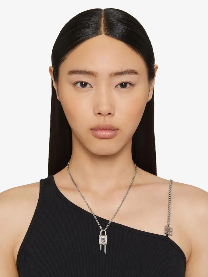 Women Jewelry Givenchy Mini Lock Necklace In Metal With Crystal Silvery Women Jewelry Givenchy Mini Lock Necklace In Metal With Crystal Silvery