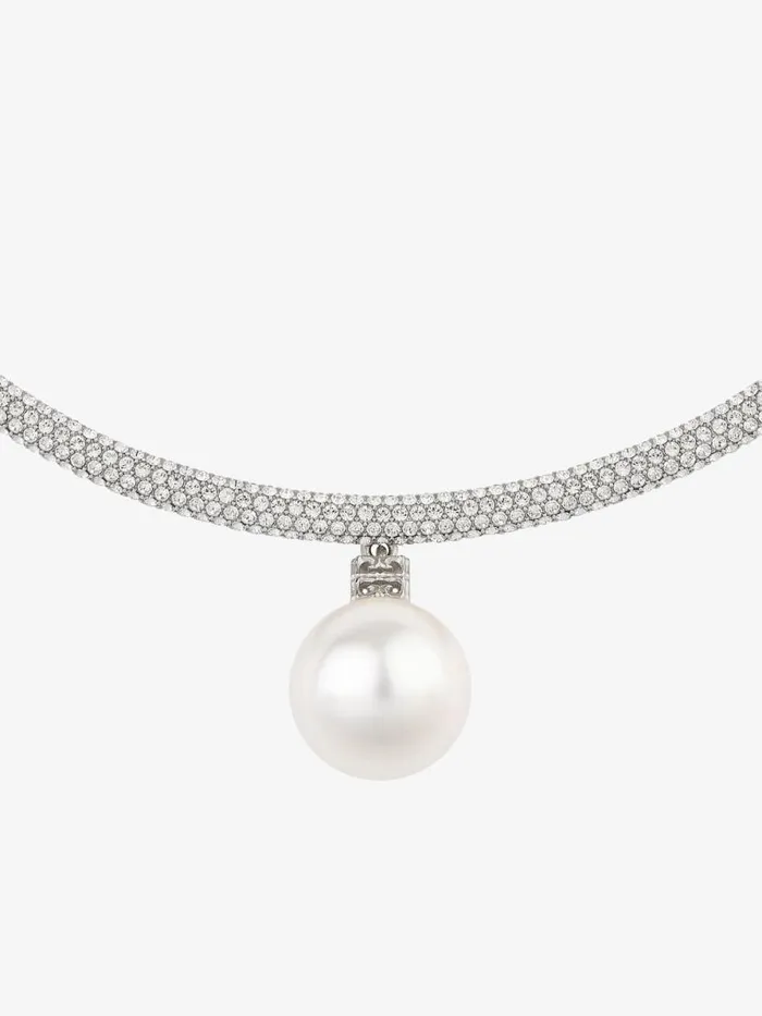 Women Jewelry Givenchy Pearl Torque Necklace In Metal With Pearl And Crystals Whitesilvery Women Jewelry Givenchy Pearl Torque Necklace In Metal With Pearl And Crystals Whitesilvery