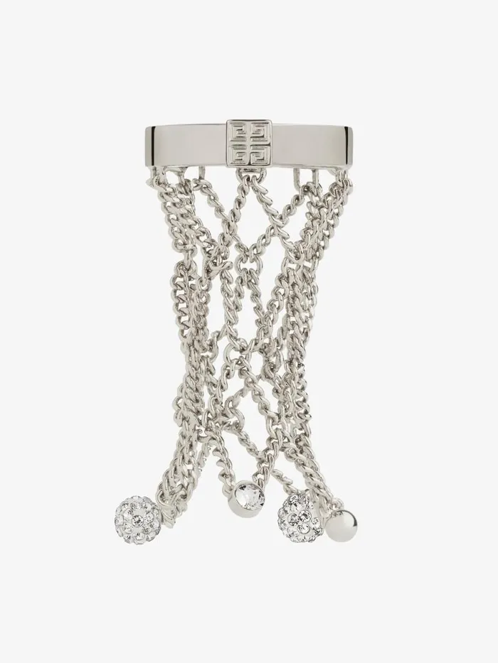 Women Jewelry Givenchy Pearling Ring In Metal With Pearls And Crystals Whitesilvery