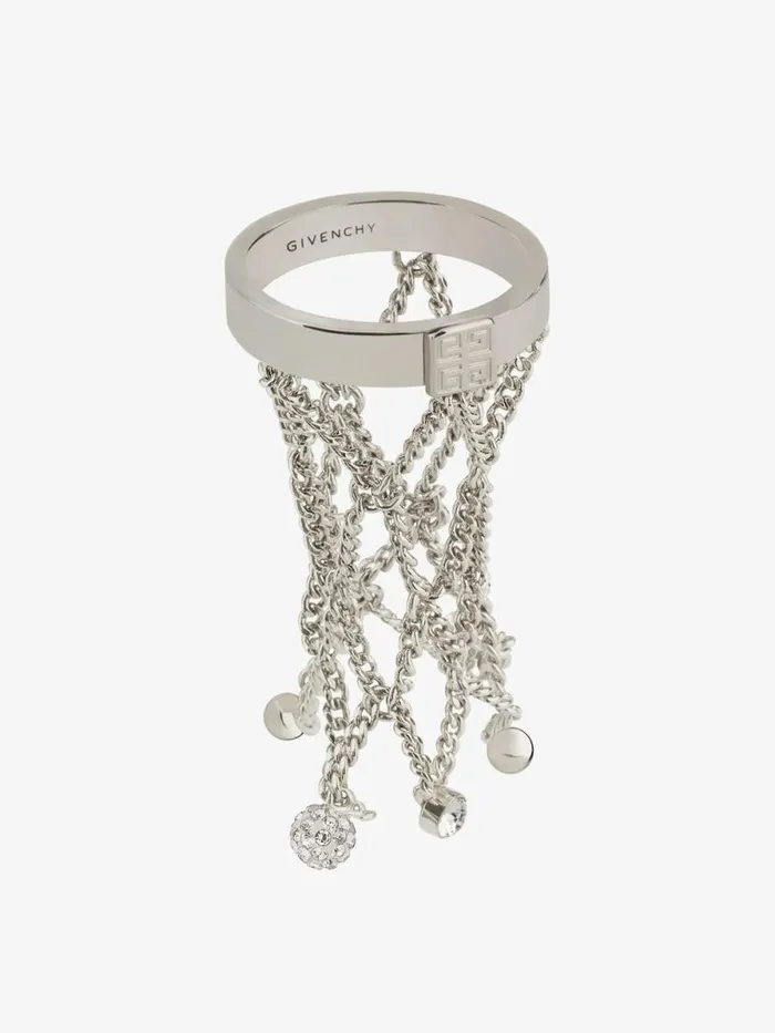 Women Jewelry Givenchy Pearling Ring In Metal With Pearls And Crystals Whitesilvery