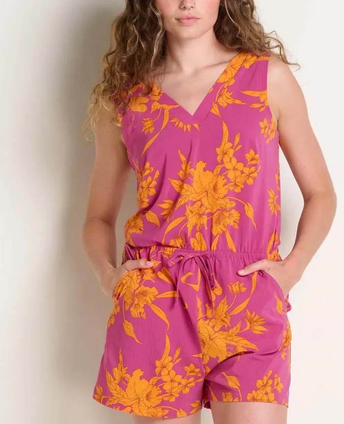 Women Jumpsuits and Overalls Toad and Co Sunkissed Liv Romper Flame Leaf Texture Print