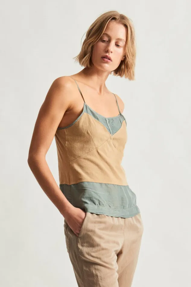 Women Khaki Fulani Tank Top Raquel Allegra Tops