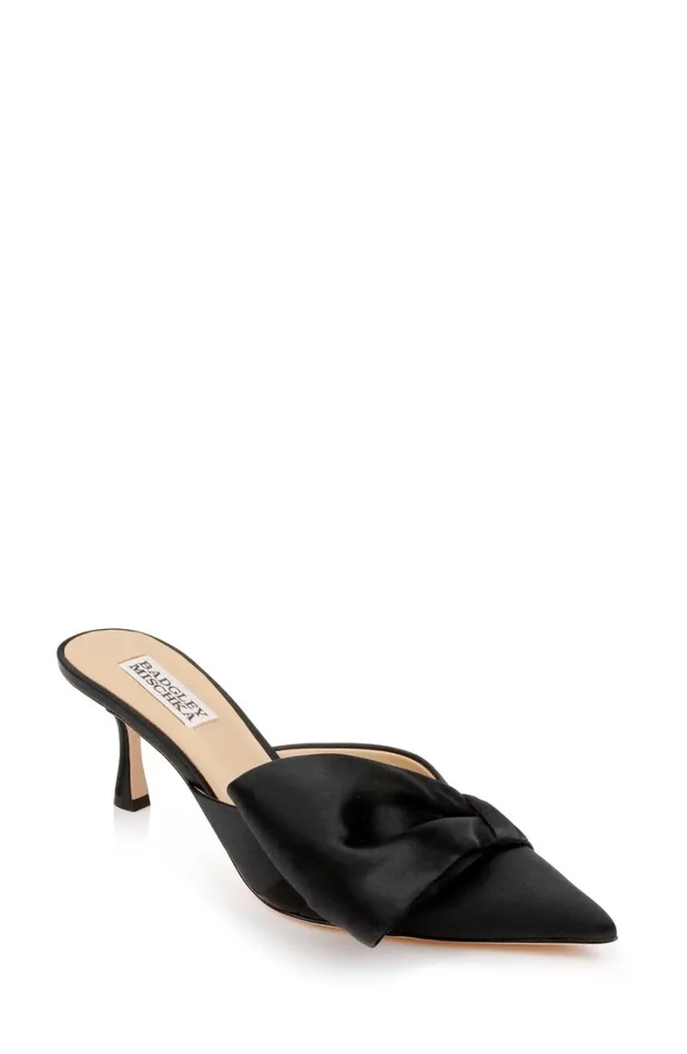 Women Kitten Heel Badgley Mischka Alaya Pointed Toe Mules Black