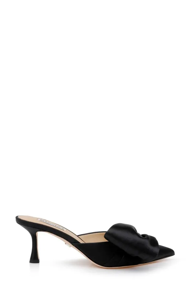 Women Kitten Heel Badgley Mischka Alaya Pointed Toe Mules Black