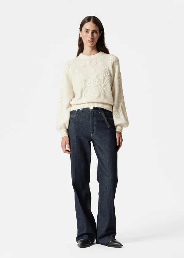 Women Knitwear and Other Stories FloralAppliqu Knit Jumper Cream
