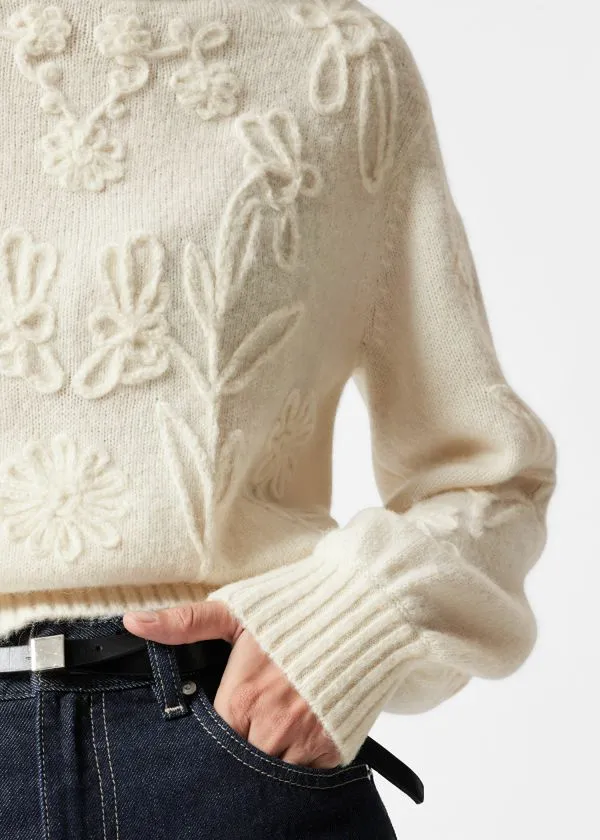 Women Knitwear and Other Stories FloralAppliqu Knit Jumper Cream
