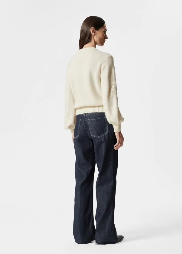 Women Knitwear and Other Stories FloralAppliqu Knit Jumper Cream