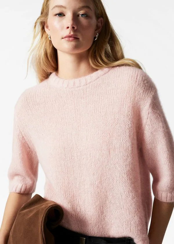 Women Knitwear and Other Stories Knitted MohairBlend TShirt Light Pink