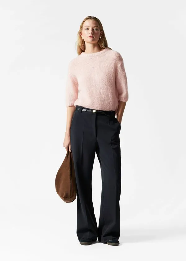 Women Knitwear and Other Stories Knitted MohairBlend TShirt Light Pink