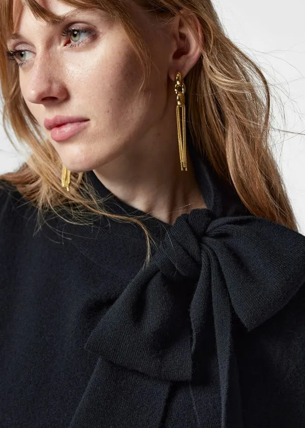 Women Knitwear and Other Stories Merino TieNeck Jumper Black Women Knitwear and Other Stories Merino TieNeck Jumper Black