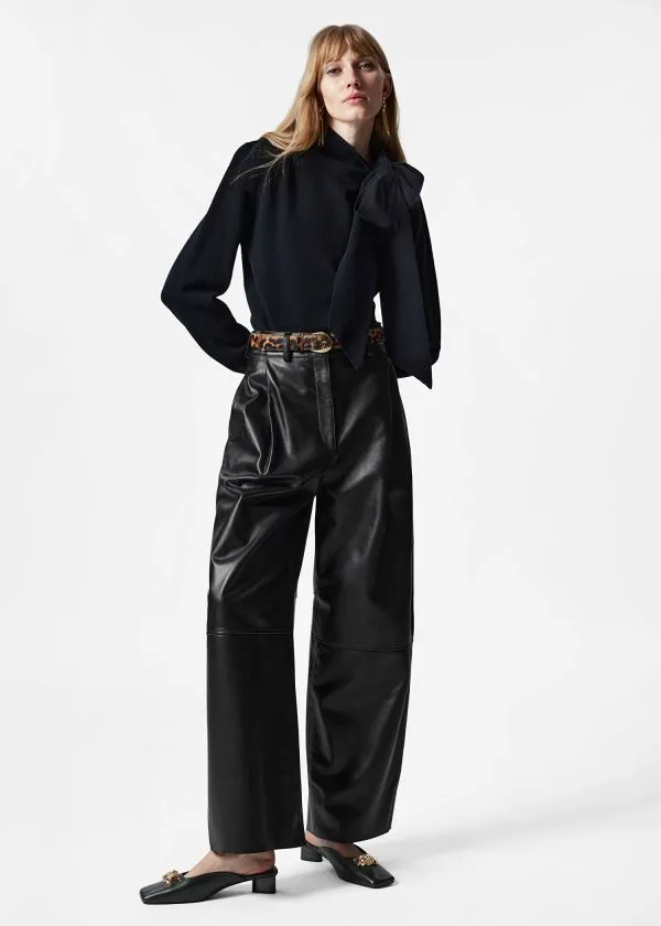 Women Knitwear and Other Stories Merino TieNeck Jumper Black Women Knitwear and Other Stories Merino TieNeck Jumper Black